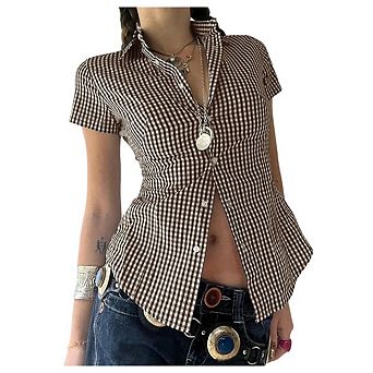 Casual Shirts for Women Long Sleeve Button Down Blouses Basic Solid Color Tops with Pockets