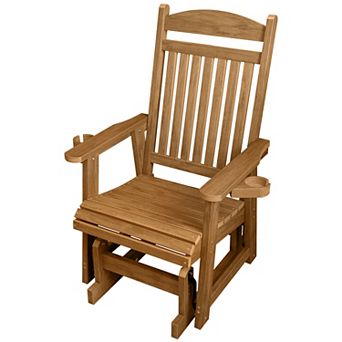 Poly Lumber Patio Glider for One Person, with Cup Holders, High Backrest and Deep Contoured Seat