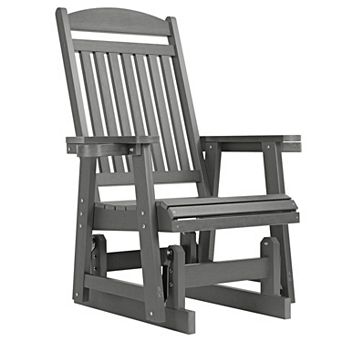 Poly Lumber Patio Glider for One Person, with Cup Holders, High Backrest and Deep Contoured Seat