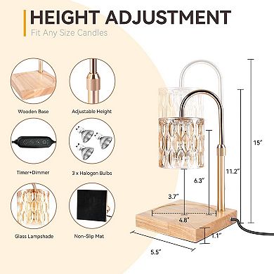 Candle Warmer Lamp with Dimmable Timer & Adjustable Height: Perfect Gift for Home Decor