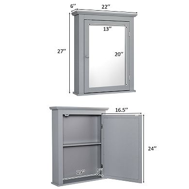 Wall Mounted Bathroom Storage Mirror Medicine Cabinet