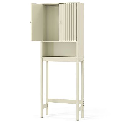 Over The bath fixture Storage Cabinet with Fluted Doors Space Saving Organizer