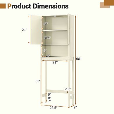 Over The bath fixture Storage Cabinet with Fluted Doors Space Saving Organizer