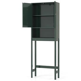 Over The bath fixture Storage Cabinet with Fluted Doors Space Saving Organizer