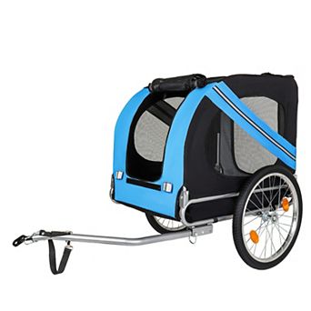 Large Folding Bike Trailer for Dogs 100LB Capacity All-Terrain Pet Carrier Durable Steel Frame