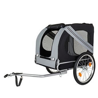 Large Folding Bike Trailer for Dogs 100LB Capacity All-Terrain Pet Carrier Durable Steel Frame
