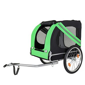 Large Folding Bike Trailer for Dogs 100LB Capacity All-Terrain Pet Carrier Durable Steel Frame