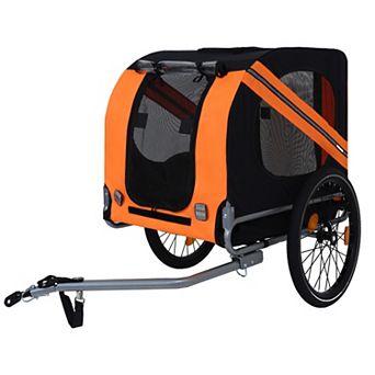 Large Folding Bike Trailer for Dogs 100LB Capacity All-Terrain Pet Carrier Durable Steel Frame
