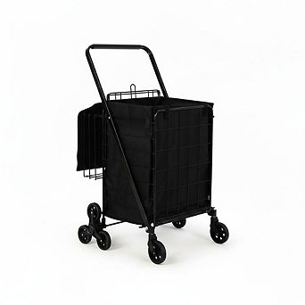 Grocery Shopping Cart, Stair Climbing Shopping with Waterproof Basket Liner & 360° Rolling Wheels