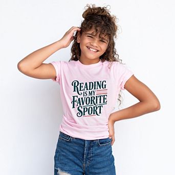 Reading Is My Favorite Sport Stripes - Youth Short Sleeve Graphic T-Shirt