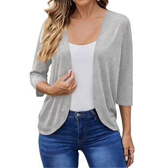 Women's Textured Open-Front Cardigan - Long Sleeve Casual Layering Outerwear