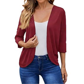 Women's Textured Open-Front Cardigan - Long Sleeve Casual Layering Outerwear
