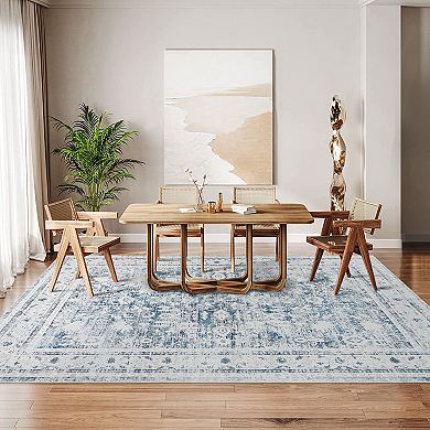 Classic Floral Vintage Collection Handmade Oriental Medallion Distressed Area Rug