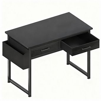 Small Desk with Fabric Drawers for Bedroom, Gaming, and Study