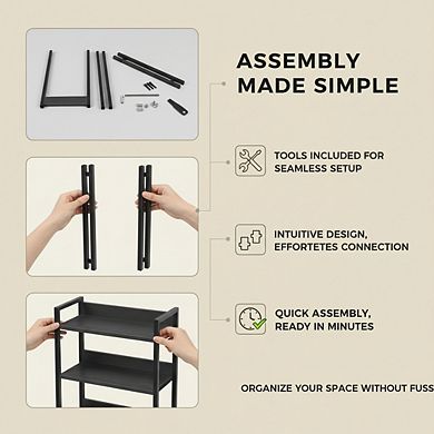 ZUQIETA 6-Tier Space-Saving Bookcase - Tall Storage Organizer for Small Rooms, Black