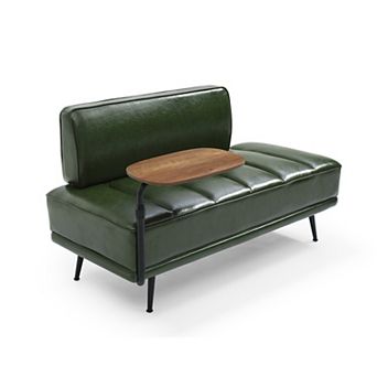 GOODSILO Modern Upholstered Swivel Tray Ottoman Bench with Side Table