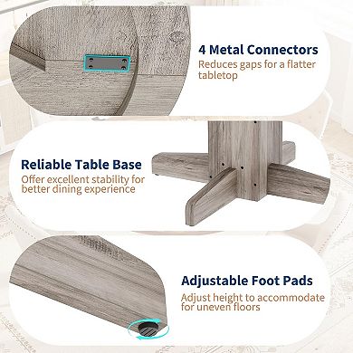 Round Dining Table for 4-6 People, Farmhouse Wood Kitchen Table with Sturdy Pedestal Base