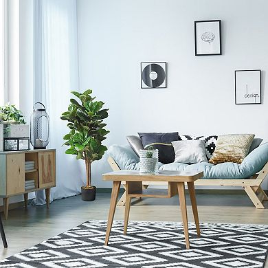 Costway 5ft Artificial Fiddle Leaf Fig Tree Indoor Outdoor Office Decorative Planter