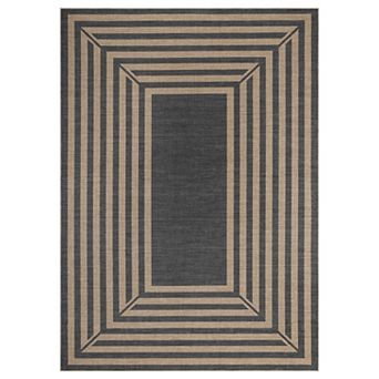 Washable Jute Style Rug Indoor Outdoor Farmhouse Area Rug with Non-Slip Backing