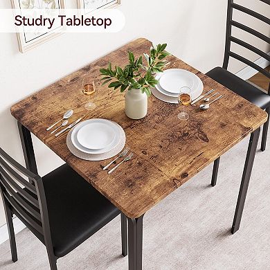 Kitchen Dining Table Set with 2 Upholstered Chairs for Small Spaces