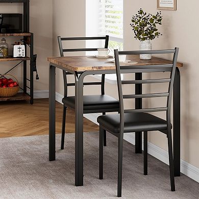 Kitchen Dining Table Set with 2 Upholstered Chairs for Small Spaces