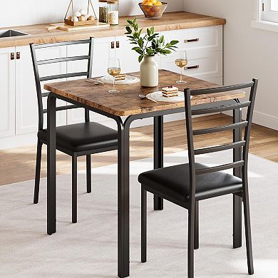 Kitchen Dining Table Set with 2 Upholstered Chairs for Small Spaces