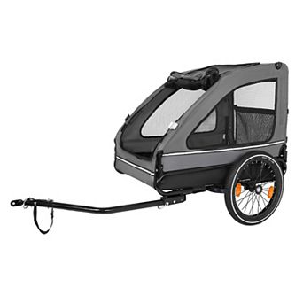 Pet Bike Trailer Dog Cart for Bicycle Easy Folding Cart Frame Quick Release Wheel Non-Slip Floor