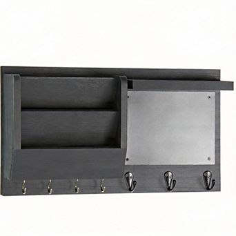 Wall Key Holder Mail Shelf 7 Hooks Entryway Organizer