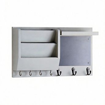 Wall Key Holder Mail Shelf 7 Hooks Entryway Organizer