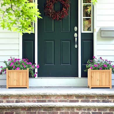 Costway 15" Wooden Planter Box Elevated Outdoor Folding Planter with Removable Bottom