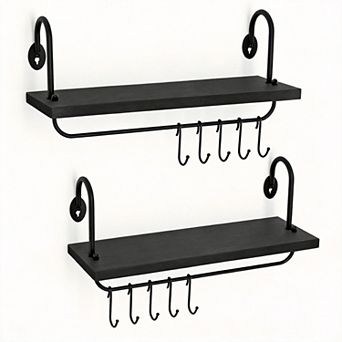 Floating Wall Mug Holder with 10 Adjustable Hooks