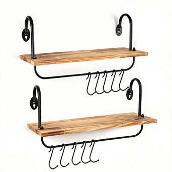 Floating Wall Mug Holder with 10 Adjustable Hooks