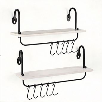Floating Wall Mug Holder with 10 Adjustable Hooks