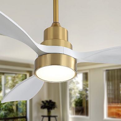 48 in. Wood Ceiling Fan With 3 Solid Wood Blades Remote Control Reversible DC Motor