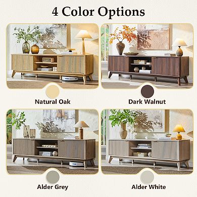 70" Modern TV Stand for TVs Up to 80", Entertainment Center with Storage Cabinets & Open Shelf