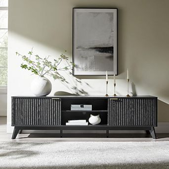 70" Modern TV Stand for TVs Up to 80", Entertainment Center with Storage Cabinets & Open Shelf