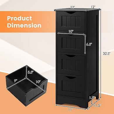 4-Drawer Freestanding Floor Storage Cabinet with Anti-Tip Device