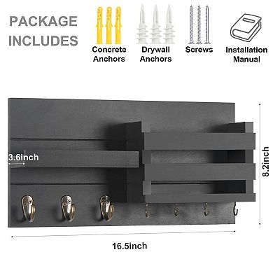Wall Key Holder With Shelf Mail Organizer