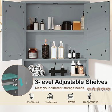 Wall Mount Mirror Bathroom Storage Cabinet Organizer