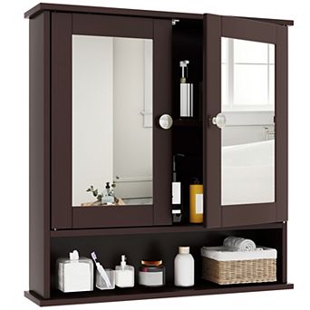 Wall Mount Mirror Bathroom Storage Cabinet Organizer