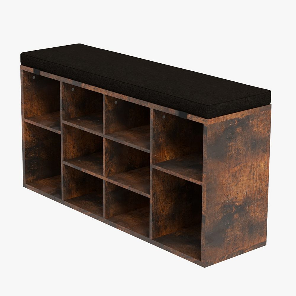 Shoe Storage Bench with Cushion, 3-Tier Adjustable Shelf Shoe Cabinet ...