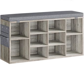 Shoe Storage Bench with Cushion, 3 tier Adjustable Shelf Shoe Cabinet, Small Shoe Rack Bench