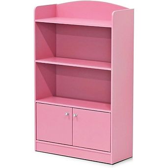 ZUQIETA Pink Storage Bookcase - with Door & Open Shelves for Kids' Room & Bedroom