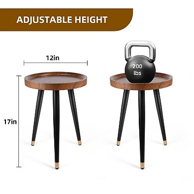 Mid Century Plant Stand Walnut Wood Metal Side Table