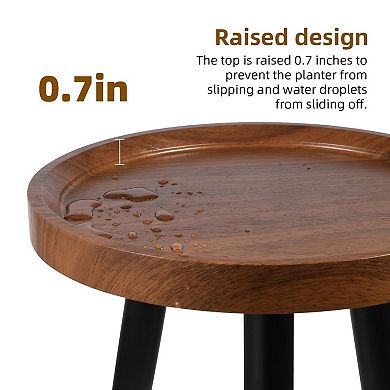 Mid Century Plant Stand Walnut Wood Metal Side Table