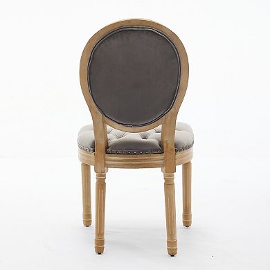 French Style Solid Wood Frame Dining Chair with Velvet Upholstery and Nailhead Trim Set of 2