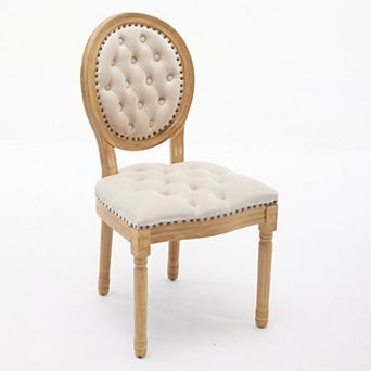 French Style Solid Wood Frame Dining Chair with Velvet Upholstery and Nailhead Trim Set of 2