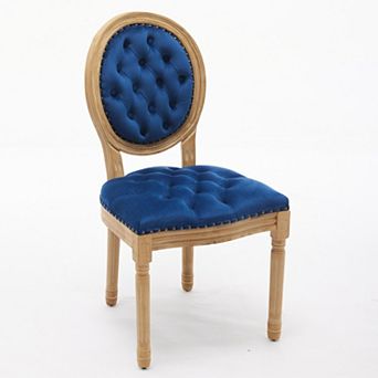 French Style Solid Wood Frame Dining Chair with Velvet Upholstery and Nailhead Trim Set of 2