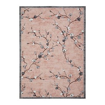 Area Rug for Living Room, Vintage Floral Rug, Washable Non Slip & Low Pile Carpet