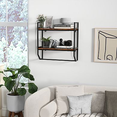 Over The bath fixture Wall Mounted Storage Shelf with Metal Frame Organizer